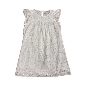 Sail to Sable White Eyelet Short Sleeve Dress Girls Medium